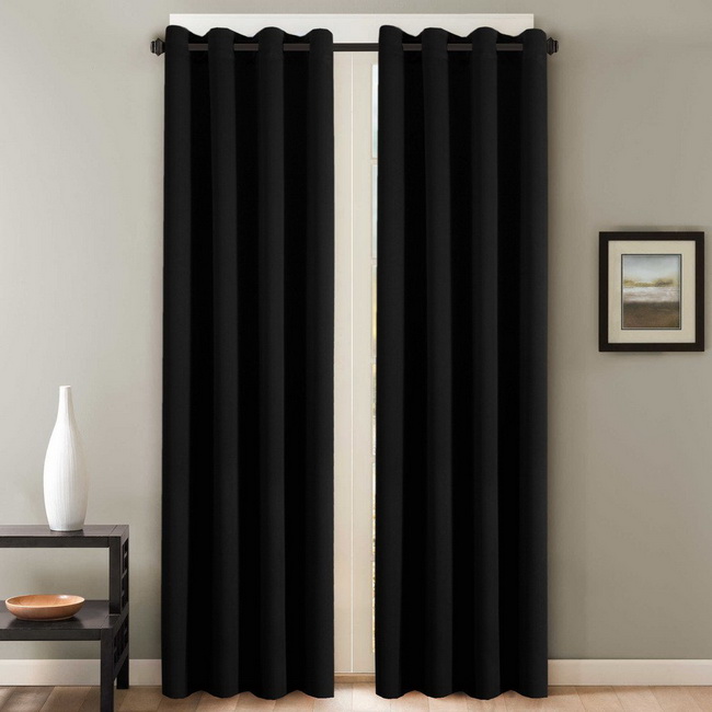Rèm cửa màu đen óng - Rèm vải Gấm tráng xi Hàn quốc - Rèm vải cao cấp tại TP HCM
