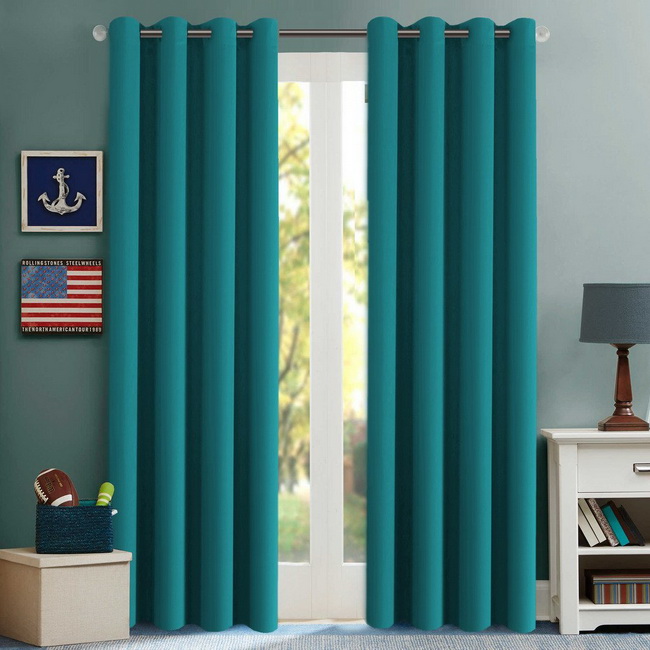 Mẫu rèm vải một màu  Châu Âu - rèm vải hiện đại đơn giản - Màn cửa màu xanh 